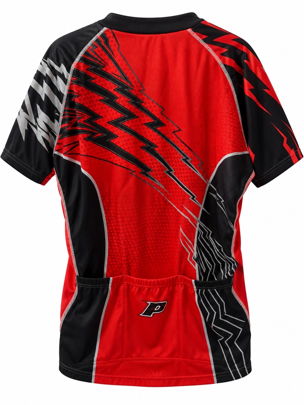 Red & Black Men's Short Sleeve Cycling Jersey with Graphic Back